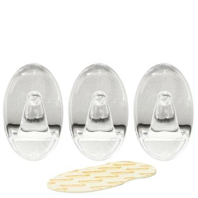 Rolson 61318 Removable Adhesive Plastic Hooks Transparent 54 x 33mm 3Pc