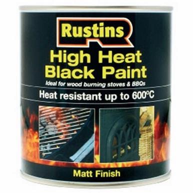 Rustins High Heat Paint Black 500ml