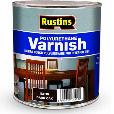 Rustins Quick Dry Poly Varnish Satin Dark Oak 500ml