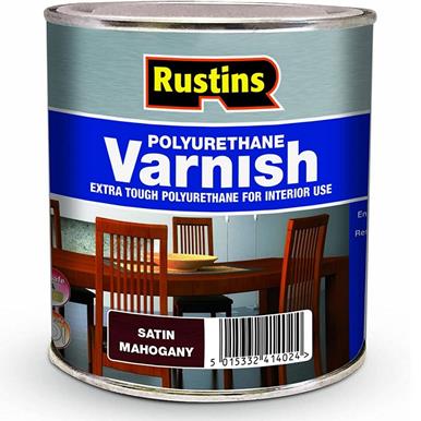 Rustins Quick Dry Poly Varnish Satin Mahogany 250ml