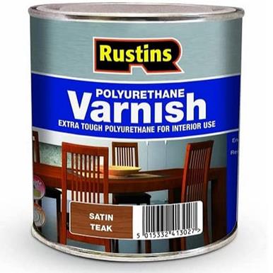 Rustins Quick Dry Poly Varnish Satin Teak 250ml