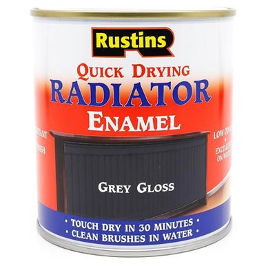 Rustins Quick Dry Radiator Paint Gloss Grey 250ml