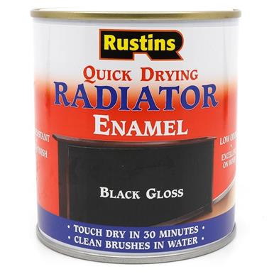 Rustins Quick Dry Radiator Paint Gloss Black 250ml