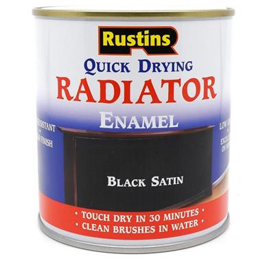 Rustins Quick Dry Radiator Paint Satin Black 250ml