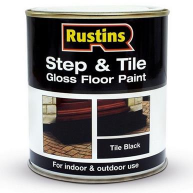 Rustins Quick Dry Step & Tile Paint Black Gloss 250ml