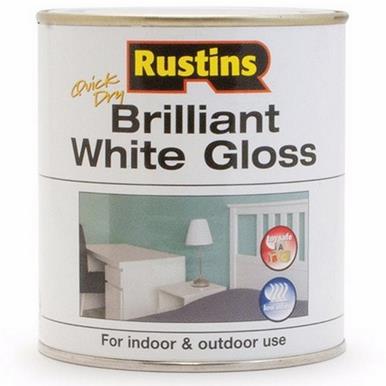 Rustins Quick Dry White Gloss Paint 500ml