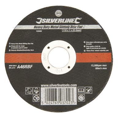 Silverline (103662) Heavy Duty Metal Slitting Disc Flat 115 x 1 x 22.23mm