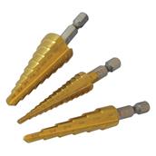 Silverline (151206) Titanium-Coated HSS Step Drill Set 3pce