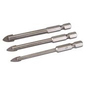 Silverline (224760) Hex Drive Tile and Glass Drill Bit 3pce Set 5 6 and 8mm