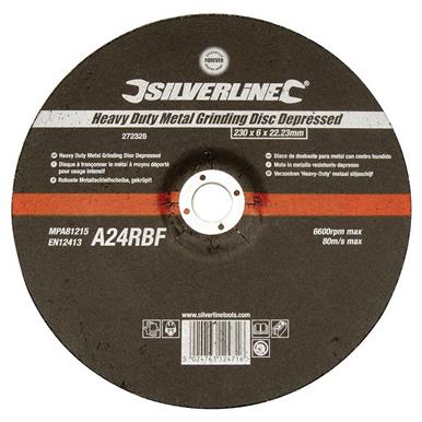 Silverline (272328) Heavy Duty Metal Grinding Disc Depressed 230 x 6 x 22.23mm * Discontinued Line *