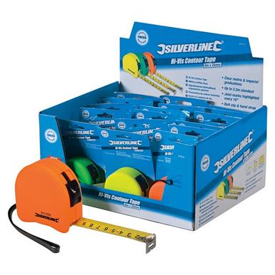Silverline (273210) Hi-Vis Contour Tape Display Box 18pce 8m / 26ft x 25mm