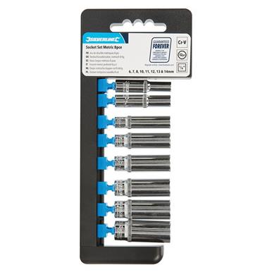 Silverline (297259) Deep Socket Set 1/4&quot; Drive Metric 12pt 8pce 6 - 14mm
