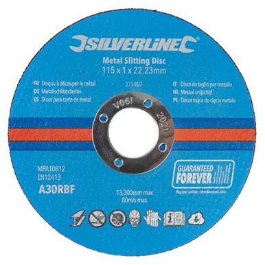 Silverline (315807) Metal Slitting Discs 115 x 1 x 22.23mm Pack of 10 * Discontinued Line *
