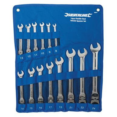 Silverline (399017) Flexible Head Ratchet Spanner Set 14pce 8 - 24mm