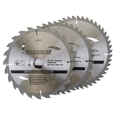 Silverline (408979) TCT Circular Saw Blades 24 40 48T 3pk 205 x 30 - 25 18