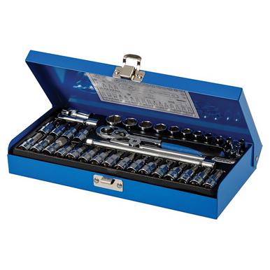 Silverline (633493) Socket Wrench Set 1/4&quot; Drive Metric 38pce 38pce