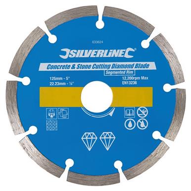 Silverline (633624) Concrete & Stone Cutting Diamond Blade 125 x 22.23mm
