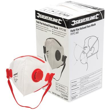 Silverline (633895) Fold Flat Valved Face Mask FFP3 NR Display Box of 25