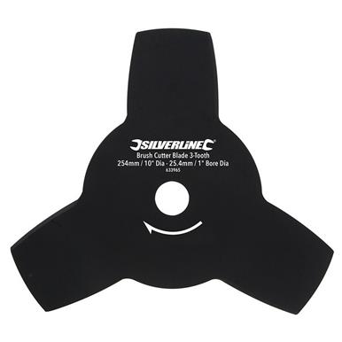 Silverline (633965) Brush Cutter Blade 3-Tooth 254mm / 10&quot; Dia - 25.4mm / 1&quot; Bore