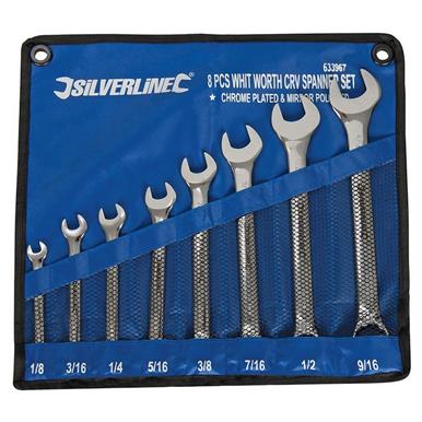 Silverline (633967) Whitworth Spanner Set 8pce 1/8 - 9/16&quot; * Clearance *