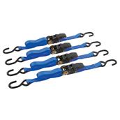 Silverline (648419) Rubber-Handled Tie Down Strap S-Hook 4m x 25mm Rated 350Kg Capacity 700kg Pack of 4