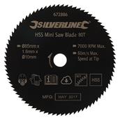 Silverline (672886) HSS Mini Saw Blade 85mm Dia - 10mm Bore - 80T
