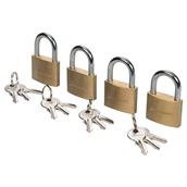 Silverline (675152) Brass Padlock Keyed Alike 40mm Pack of 4