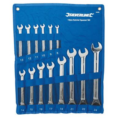 Silverline (675226) Fixed Head Ratchet Spanner Set 14pce 8 - 24mm