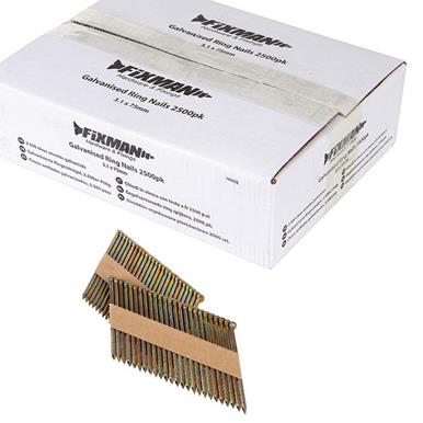 Fixman (689272) Galvanised Ring Nails 3.1 x 75mm Pack of 2500