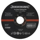 Silverline (738222) Pro Metal Slitting Disc 115 x 1 x 22.23mm Pack of 10