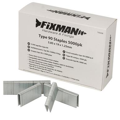 Fixman (745408) Type 90 Staples 5.80 x 19 x 1.25mm (Pack of 5000)