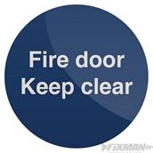 Fixman (756964) Fire Door Keep Clear Sign 100 x 100mm Self-Adhesive