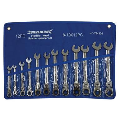 Silverline (794336) Flexible Head Ratchet Spanner Set 12pce 8 - 19mm