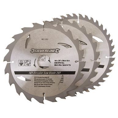 Silverline (801292) TCT Circular Saw Blades 20 24 40T 3pk 184 x 30 - 20 16mm