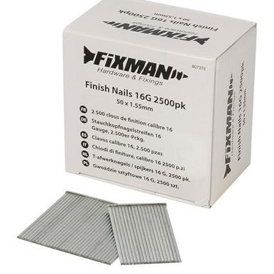 Fixman (807375) Finish Nails 16G 50 x 1.55mm Pack of 2500 * Discontinued Line *
