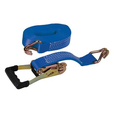 Silverline (846125) Rubber-Handled Ratchet Tie Down Strap J-Hook 8m x 50mm Rated 1700Kg Capacity 3400Kg