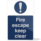 Fixman (896791) Fire Escape Keep Clear Sign 200 x 300mm Rigid