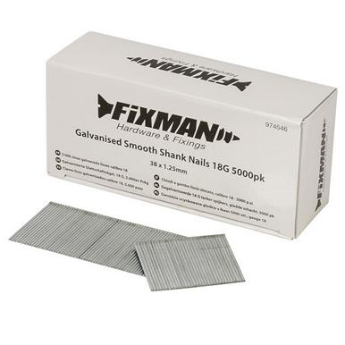 Fixman (974546) Galvanised Smooth Shank Nails 18G 38 x 1.25mm Box of 5000 * Clearance *