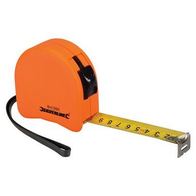 Silverline (MT08) Hi-Vis Contour Tape 8m / 26ft x 25mm