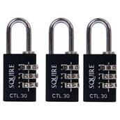 Squire CTL30TR Combination Padlock 30mm Triple Pack * Clearance *