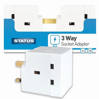 Status 3 Way Socket Adaptor (Fused)