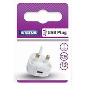 Status USB Charging Plug White 13Amp