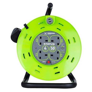 Status 50m 4 Socket Cable Reel 240V 13A &#39;M&#39; Frame