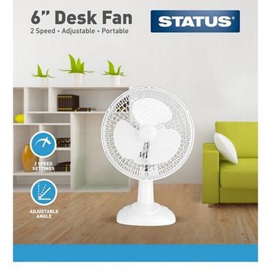 Status 6&quot; White Desk Fan Oscillating 2 Speed
