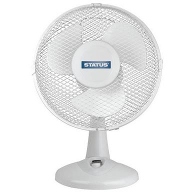 Status 9&quot; White Desk Fan Oscillating 2 Speed