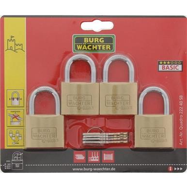 Sterling QUADRO 222 40 SB Brass Padlock 40mm Quad Pack