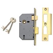 Union Y2277-PB-65 3 Lever Sash Lock Polished Brass 2.1/2