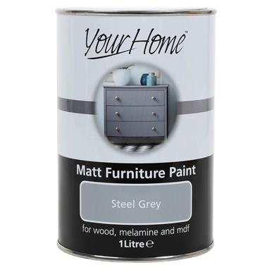 Your Home Matt Furniture Paint Steel Grey 1L