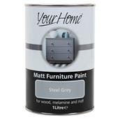 Your Home Matt Furniture Paint Steel Grey 1L