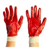HNH Red PVC Knit Wrist Gloves Size 10